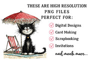 Whimsical Summer Black Cat Clipart, an Illustration by OK Design (Thumbnail 4 of 6)
