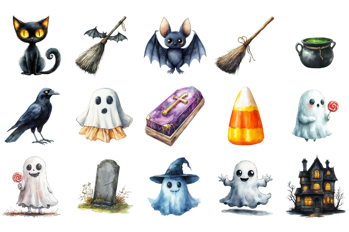 Spooky Halloween Cartoon Clipart, an Illustration by Designking (Photo 2 of 5)