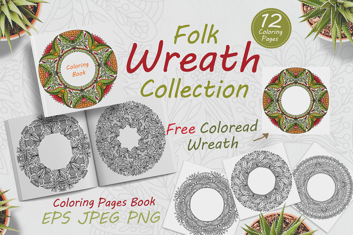 Folk style wreath for coloring, a Brushes & More by dnapslvsk (Photo 1 of 6)
