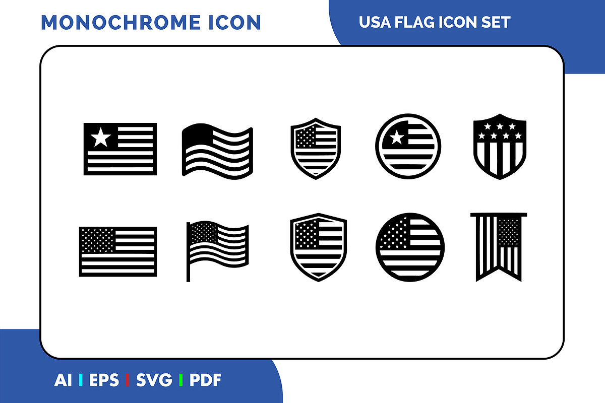 USA Flag Simple Black Icon, a Solid Icon by Fontmine Studio (Photo 1 of 3)