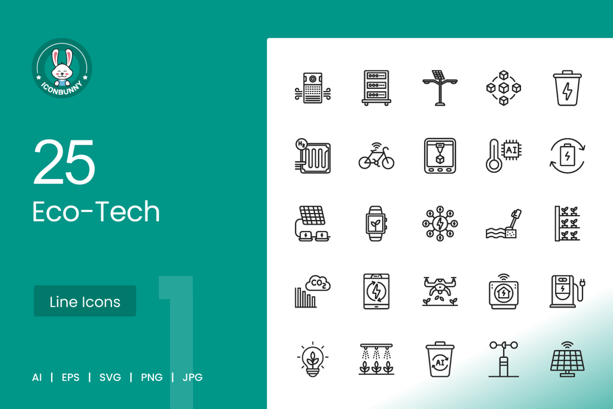 Eco-Tech Line Icons, an Outline Icon by IconBunny (Photo 1 of 2)