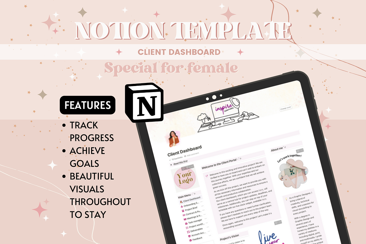 Client Dashboard Notion Template, a Templates & Theme by bellaROSEworkshop (Photo 4 of 10)