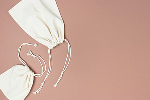 Canvas sacks with drawstrings