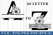 Floral Split Letters SVG, a Decorative Illustration by D2PUTRI (Thumbnail 1 of 2)