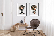 Whimsical Graduate Girl Boy Clipart, a Seasonal Illustration by Canvas Craft (Thumbnail 7 of 10)