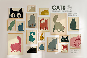 Cats, printable illustrations