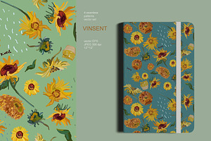 Van Gogh Sunflowers Seamless Set