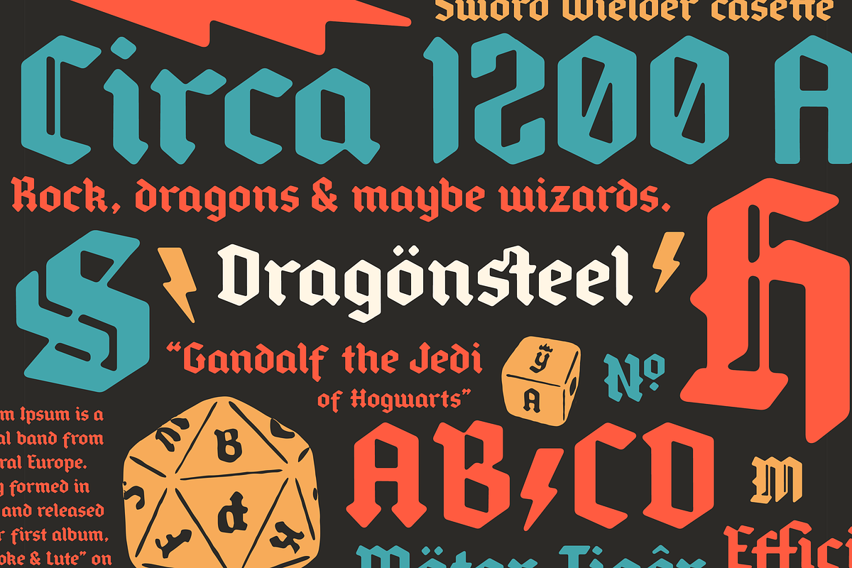 Dragönsteel — Modern-ish blackletter, a Blackletter Font by SimpleBits® (Photo 2 of 6)