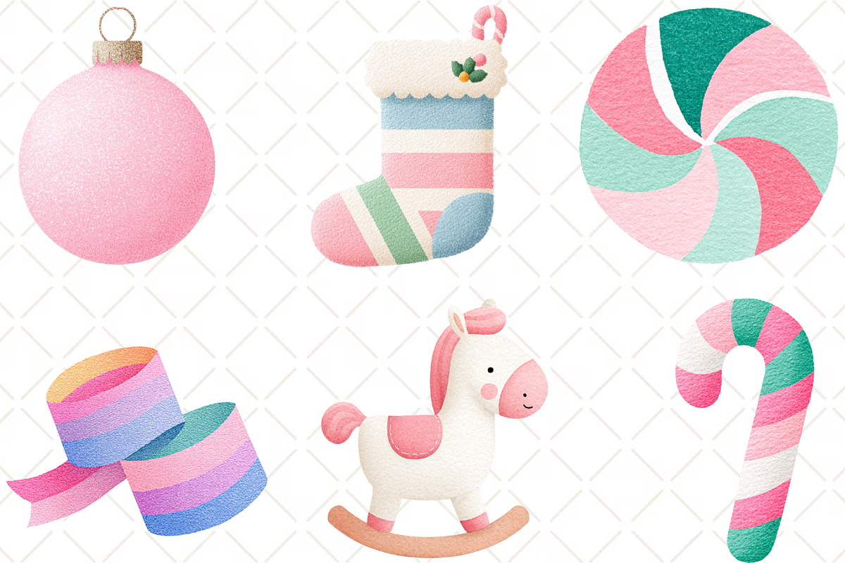 Pastel Christmas Clipart, an Illustration by Black Bird Studio (Photo 4 of 6)