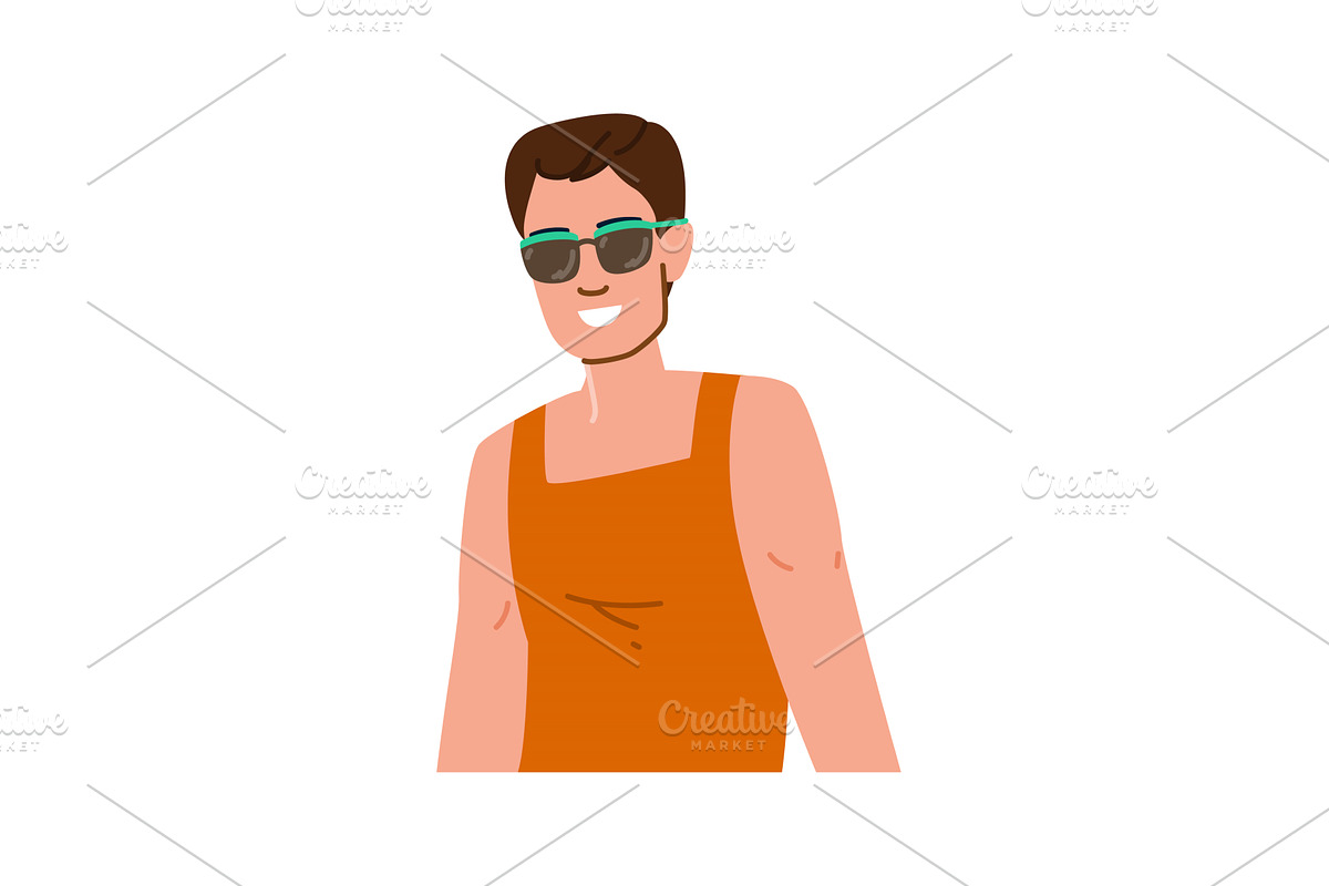 Smiling man wearing sunglasses and, a Person Illustration by pikepicture