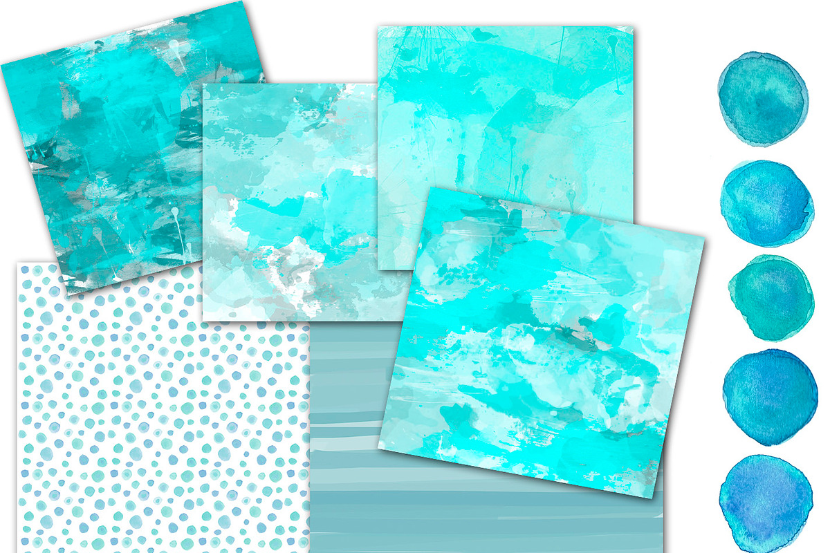 Watercolor Turquoise Elements, an Illustration by Li Zamperini (Photo 2 of 2)
