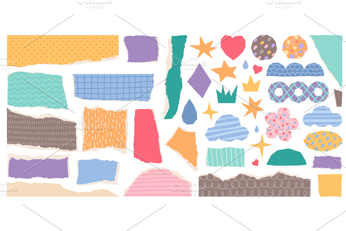 Color torn paper. Cut pieces with, an Illustration by YummyBuum