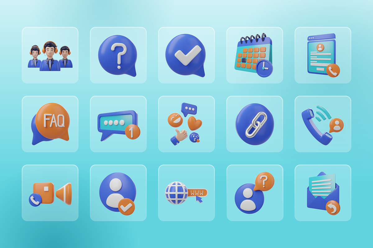 3D Contact Us Icons, a Characters & Person 3D Model by Flat Icons (Photo 8 of 8)