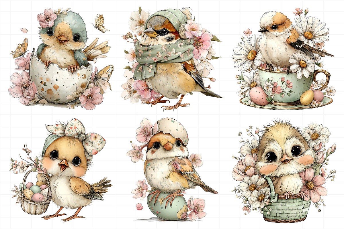 Whimsical Easter Birds Clipart, an Illustration by Daily.Designs (Photo 5 of 7)