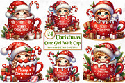 Christmas Cute Girl With Cup Clipart, a Seasonal Illustration by Craft Nest (Thumbnail 1 of 5)