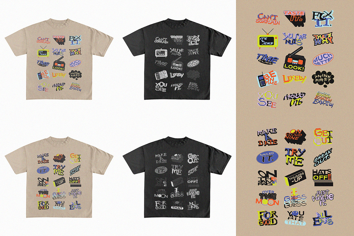Retro Typography Sticker Pack Vol.1, a Graphic by 159room.studio