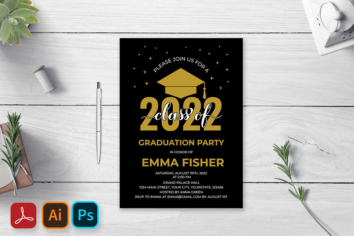 Class of 2022 Graduation Invitation, a Stationery Template by LaBelezokaDesign (Photo 1 of 3)
