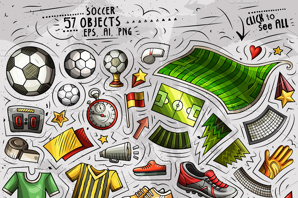 Football Cartoon Objects Set, an Object Graphic by BALABOLKA (Photo 2 of 4)