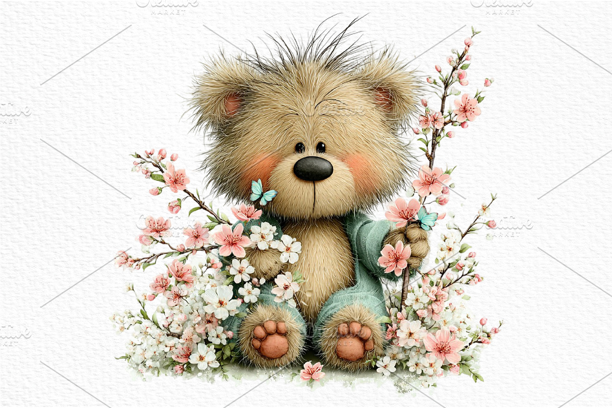 Whimsical Spring Teddy Bear Clipart, an Illustration by Craft Nest (Photo 11 of 11)