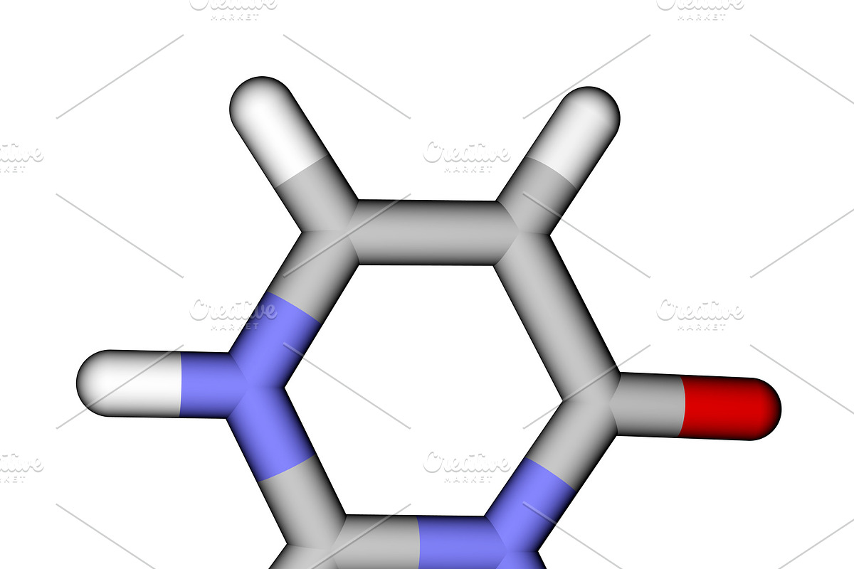 Nucleobase uracil sticks molecular m, a Healthcare Illustration by Leonid Andronov