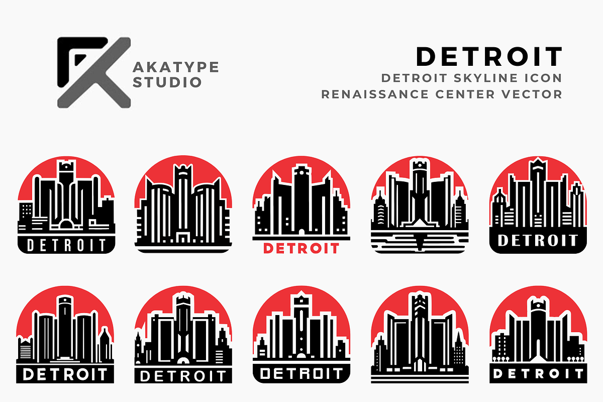 Detroit Skyline Icon, a Solid Icon by Akatype Studio