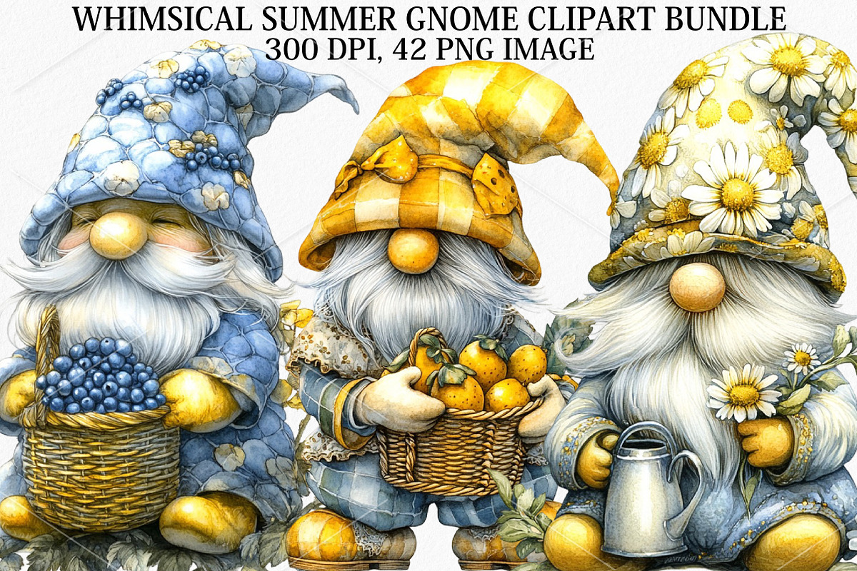 Whimsical Summer Gnome Clipart PNG, a Seasonal Illustration by Canvas Craft (Photo 1 of 7)