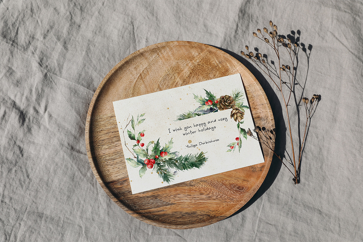 Christmas watercolor Winter Berries, a Seasonal Illustration by Yuliya Derbisheva (Photo 17 of 17)