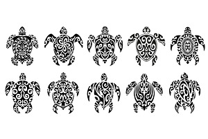 Tribal Maori turtle animal tattoo, an Animal Illustration by Vector Tradition