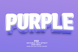 Editable Purple PSD 3D Text Effect