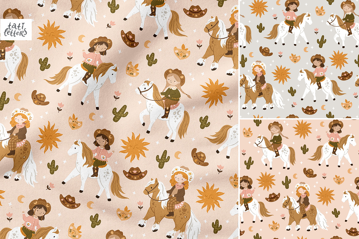 Cowgirl clipart and patterns, an Animal Illustration by tatiletters (Photo 5 of 9)