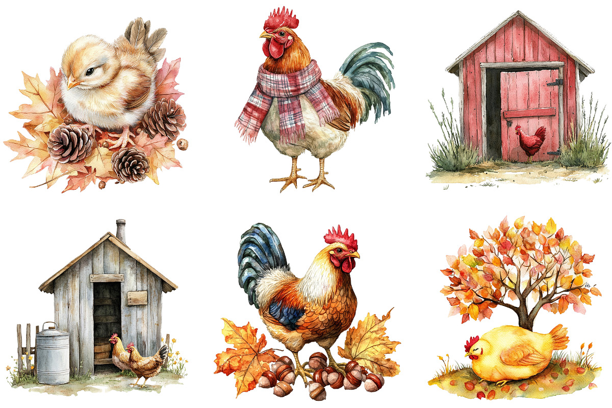Autumn Chicken Coop Clipart, an Illustration by DreamArtGraphic (Photo 4 of 4)