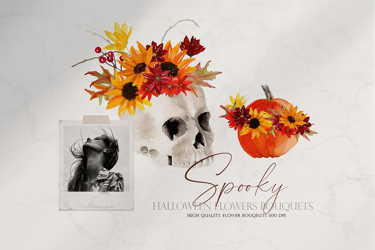 Watercolor flower - Spooky Halloween, an Illustration by Beigetime (Photo 2 of 9)