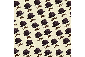 Hat And Mustache Pattern Background