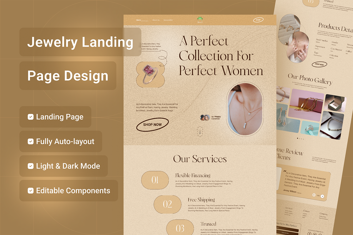 Jewelry Landing Page Design, a Design Template by Sparkle Template Studio (Photo 2 of 3)