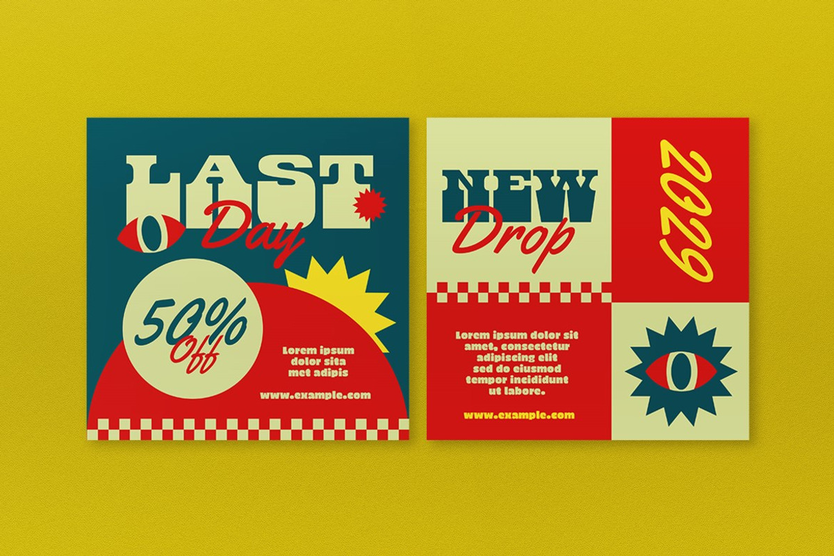 Red Blue Retro Fashion Sale Banner, an UI Kit Template by graphicook (Photo 4 of 6)