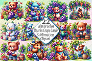 Bear in Grape Garden Clipart, a Graphic by SinaCreation (Thumbnail 1 of 6)