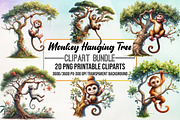 Watercolor Monkey Hanging Tree, an Animal Illustration by Craft Nest (Thumbnail 1 of 4)