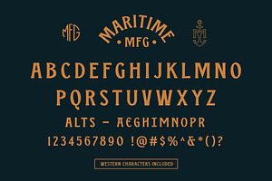 Maritime MFG - A Spur Serif Typeface