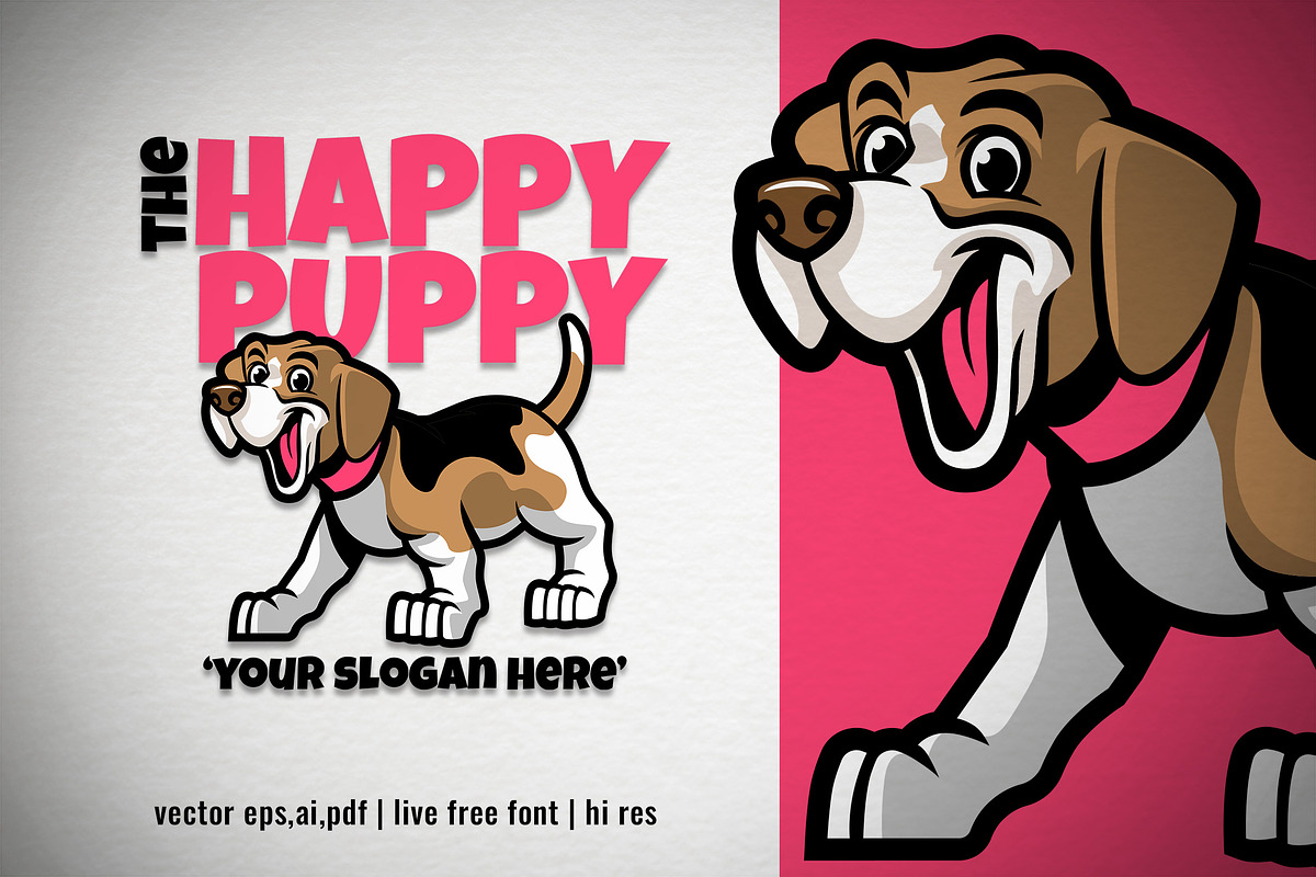 Cartoon Puppy of Beagle Dog Logo, a Branding & Logo Template by bazzier_graphik