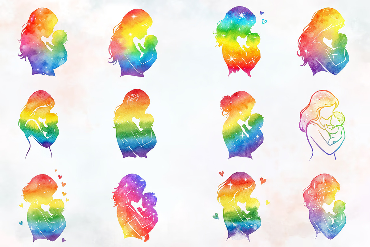 Mother & Child Watercolor Clipart, an Illustration by RobertsArt (Photo 7 of 7)