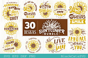 Sunflower SVG bundle 30 designs, an Illustration by BlackCatsMedia (Thumbnail 5 of 6)