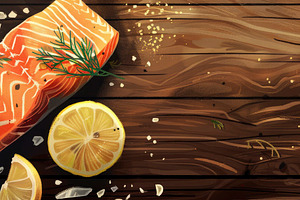 An artistic depiction of a salmon fi, a Photo by LOGOCREATIVE