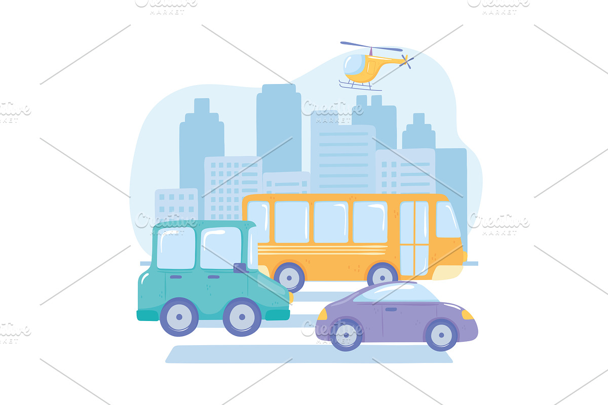 city different transport, a Transportation Illustration by studiogstock