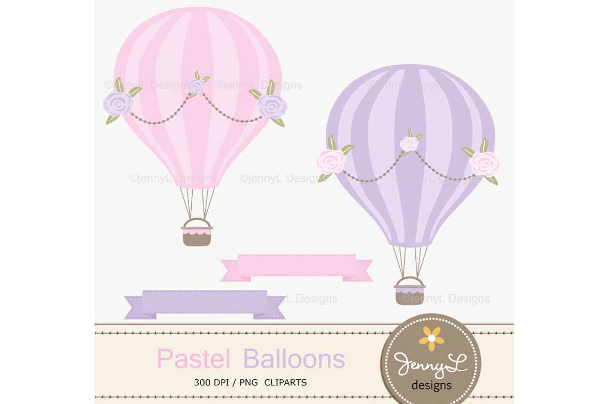 Pastel Hot Air Balloon Digital Paper, a Pattern Graphic by JennyL Designs (Photo 2 of 4)