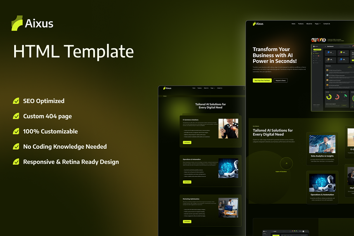 Aixus, SaaS Technology HTML Template, a HTML Template by TNCFlow (Photo 1 of 5)