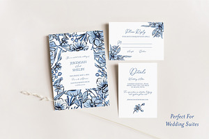 Watercolor French Blue Florals