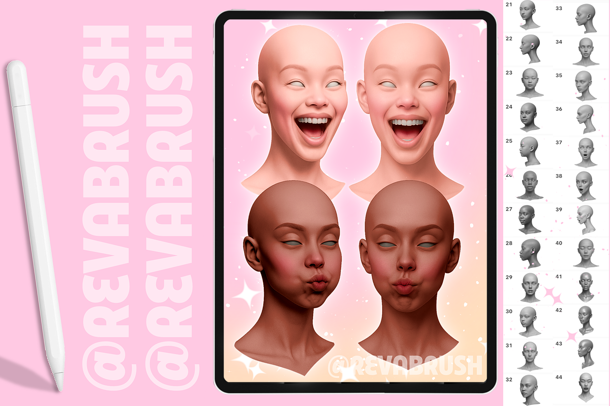 Procreate Female Head Portrait brush, a Brush Add-On by Revabrush (Photo 8 of 8)