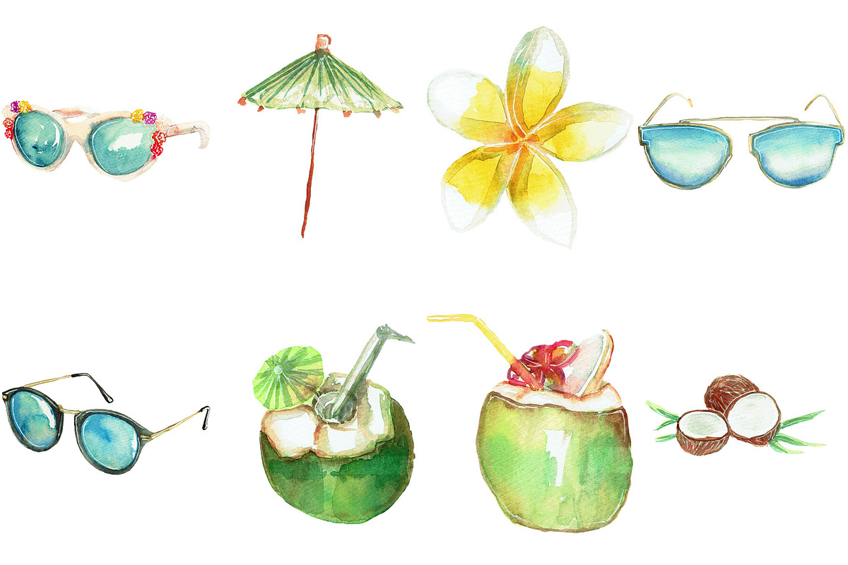 200 Tropical Watercolor Clipart, a Food Illustration by LilyBoo Clipart (Photo 8 of 8)