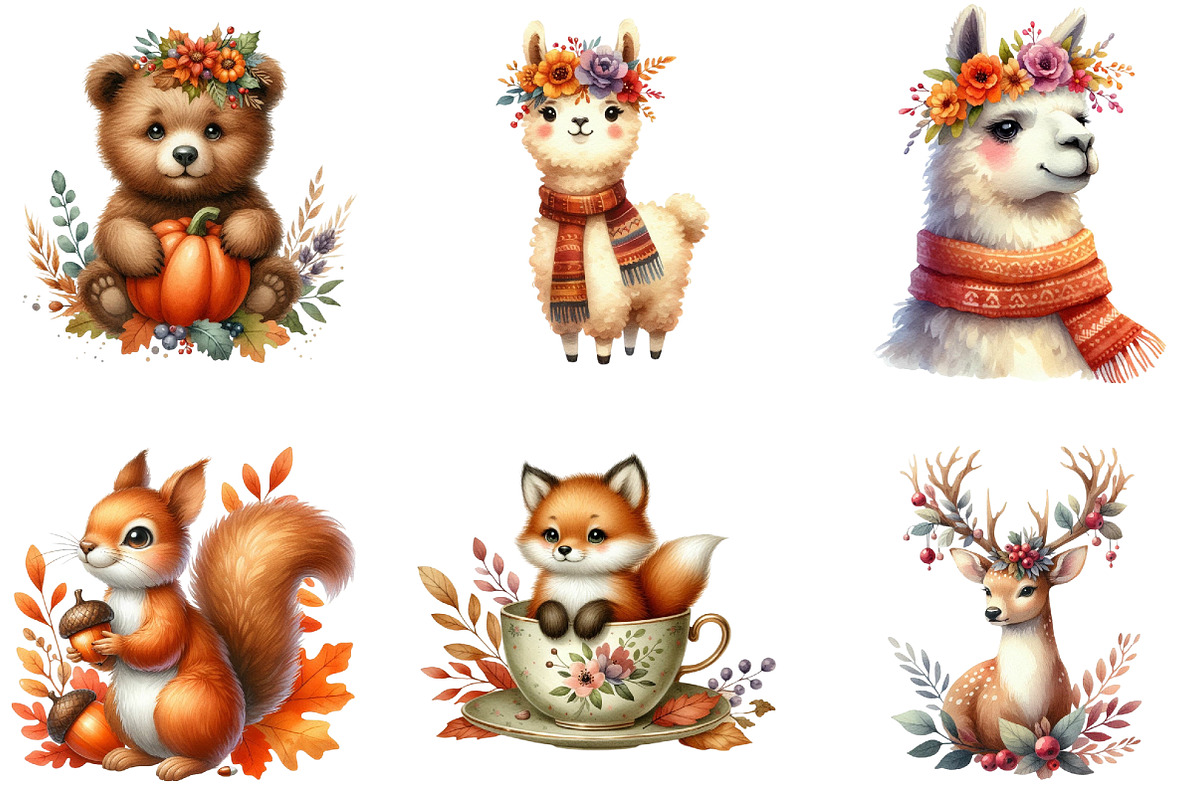Autumn,Fall Animals Clipart, an Illustration by DreamArtGraphic (Photo 2 of 4)