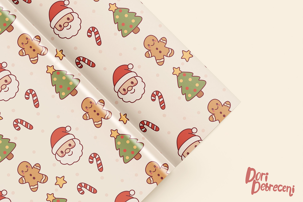 Kawaii Christmas Wrapping Paper, an Illustration by Dori Debreceni draws (Photo 5 of 6)